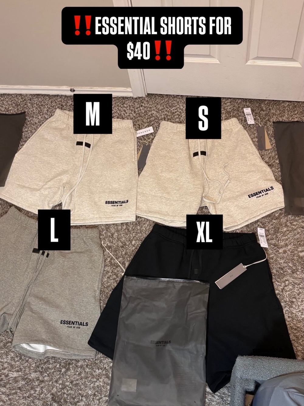Essentials Women’s Cream & Black Athletic Drawstring Shorts Pack